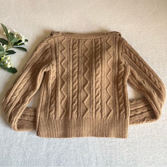 Women’s Sz S Ruffle Up Knit Sweater Preppy V Neck - Picture 6 of 8